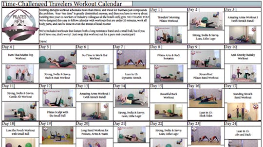 Travelers Workout Calendar by Pilates on Fifth