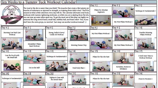 Ten Weeks to a Tummy Tuck Calendar by Pilates on Fifth